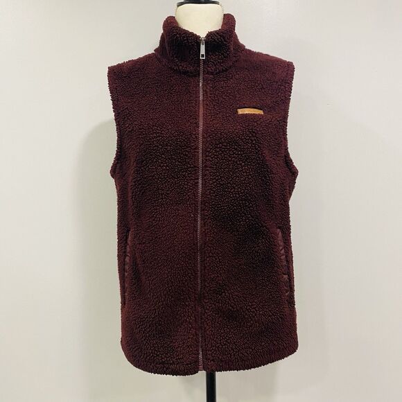 SAGE COLLECTIVE S Women’s Sherpa Fleece Sleeveless Vest Burgundy Hiking Outdoor - Picture 1 of 16